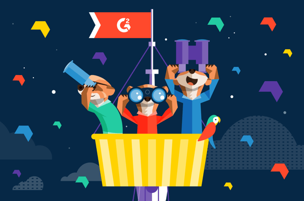 Graphic of three Montys in a watch tower searching for the best programmatic advertising and SPO with binoculars.
